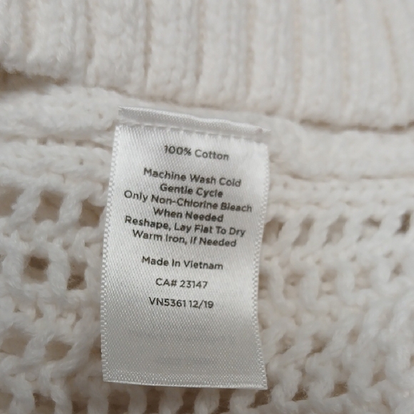 Talbots Medium New White Open Weave Scoop Neck Knit SweaterTunic NWOT - Picture 5 of 5